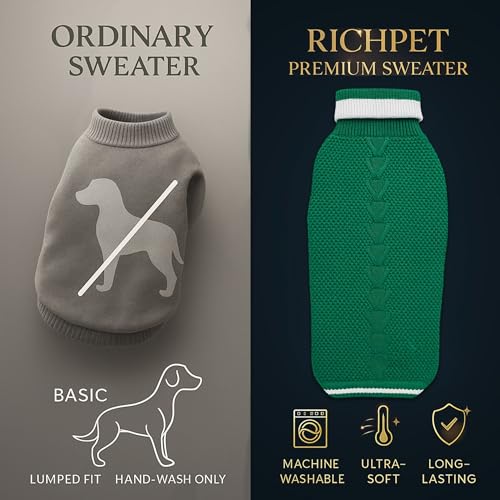 Image of Dog Sweater for Large Dogs (Green, 24-Inch) - Soft, Stretchable Knit Dog Winter Clothes to Keep Labrador, Boxer & Indie Warm, Cozy and Stylish