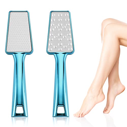 HUIEYE Lime Pour Pieds, Double Face Râpe de Pédicure Manuelle Fichiers Laveur Inoxydable Callus Remover Antirouille Humide et Sec Antidérapan Peeling Soin Des Pied Enlever Les Callosités(bleu) Cover