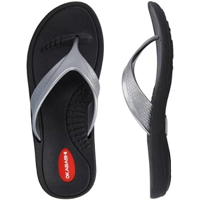 Okabashi Marina Flip Flops (متوسط / 6.5-7.5 B (M) الولايات المتحدة ، أسود / فضي)