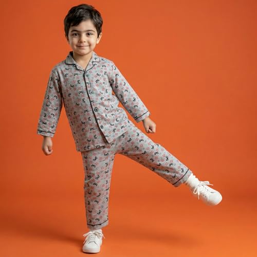 Image of CLAP Kids Cotton Printed Full Sleeves Night Suit