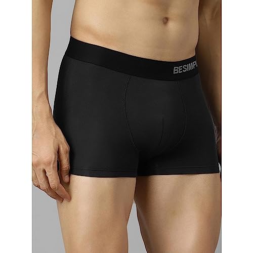 Image of BESIMPLE Men's Regular Fit Cotton Pack of 2 Without Printed Trunk | Anti-Bacterial and Microfibre Waistband | Underwear for Men Ultrasoft Waistband Stretchy Fabric