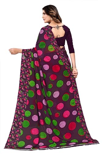 Image of Kanooda Prints Women's Fancy Georgette Printed Saree 1305 Wine