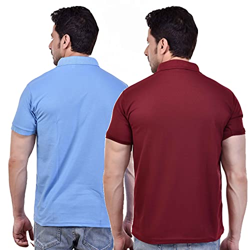 Image of SMAN Men's Polo T-Shirt Regular Fit Half Sleeve Multi Color Combo Pack of 2