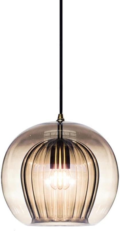 Amber Blown Glass Vintage Industrial Chandelier - Sphel Double Clear Glass Kitchen Island Light Fixture for Dining Room, Cafe, Bar, Farmhouse Ceiling Decor