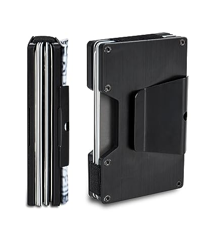 Men's Minimalist RFID Slim Expandable Hardside Card Case Wallet with Money Clip