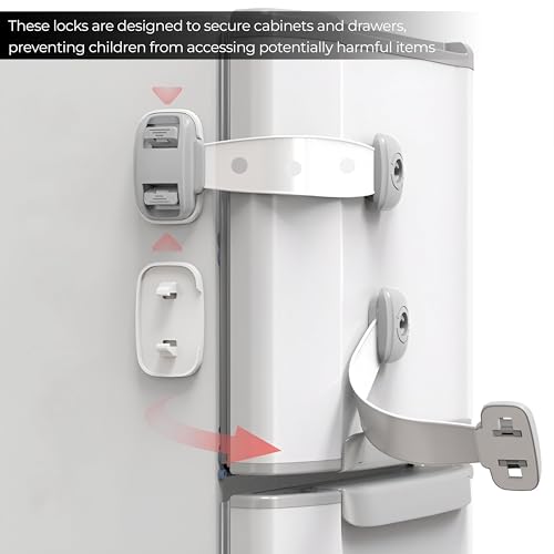 Image of Bembika Furniture Safety Locks for Kids, Child Safety Lock for Fridge, Drawers, Cupboard, Cabinet, Window Safety Multifunction Accessories Adjustable Lock for Baby and Infants Grey - 2 Pcs