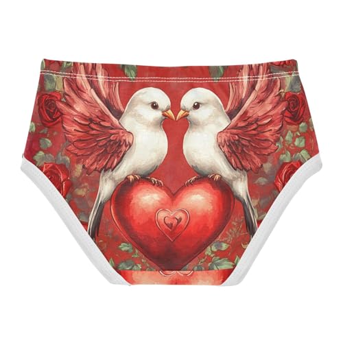 Animal Toddler Underwear Custom 2t Cotton Panties for Girl Lovebirds Wings Heart Red Briefs Girls Undies2