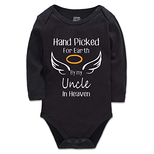 Hand Picked for Earth by My Uncle in Heaven Unisex-Baby Bodysuit White Long Sleeve 0-24 Months