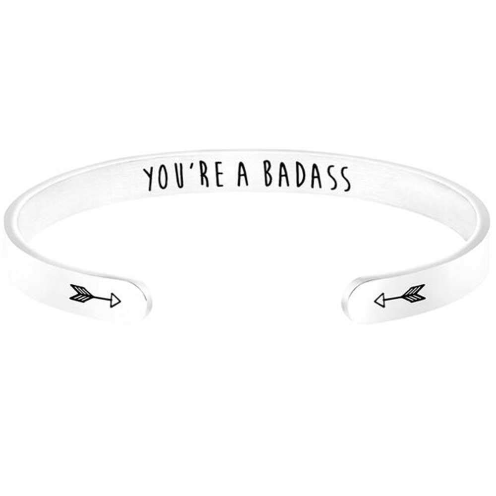 Jude Jewelers 6mm Width Stainless Steel Inspirational Encouragement Graduation School Open Cuff Bangle Bracelet