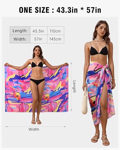 Image of Eicolorte Womens Beach Cover Up Chiffon Sheer Bikini Beach Swimsuit Coverup Sarong Pareo Wraps for Women