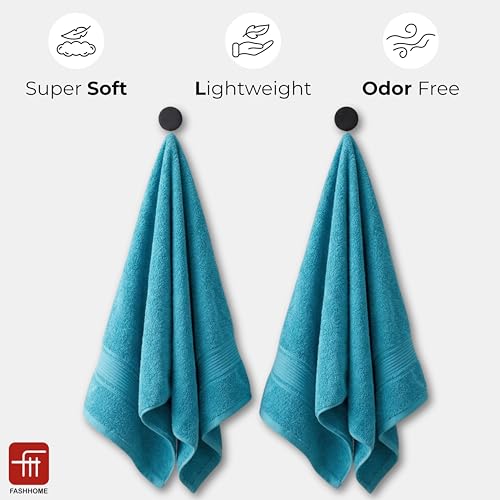 Image of 380 GSM 100% Cotton Highly Absorbent Light Weight Quick Dry Large Couple Bath Towel Set of 2 (Teal)