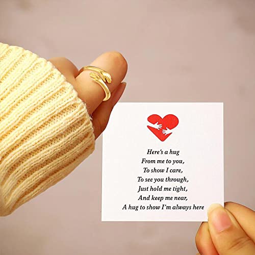 RINHOO FRIENDSHIP Hug Rings for Women Silver Hugging Hands Ring Adjustable 14K Gold Plated Daughter Rings from Mom Jewelry for Couples2