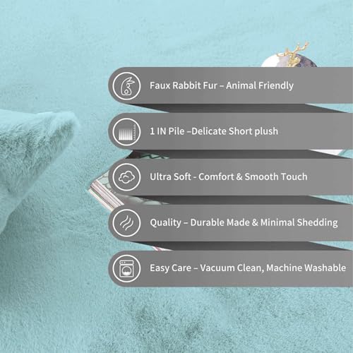 Image of Super Soft Rabbit Fur Silk Wool Carpet Thick and Washable Area Rug for Living Room and Bedroom (Pista Green, 3 x 5 Feet)