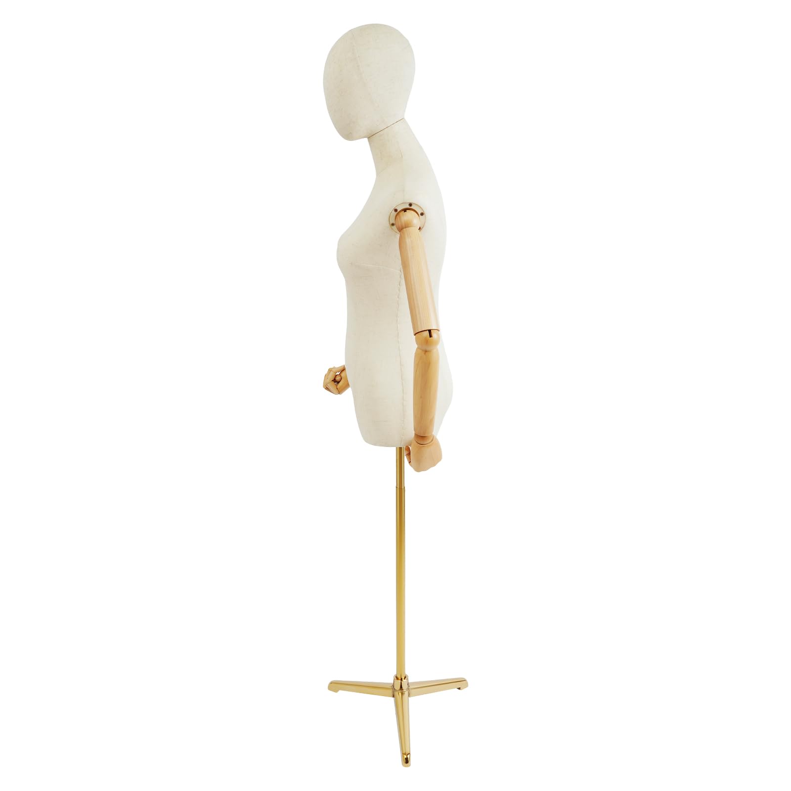 Manichino femminile display manichino corpo regolabile in altezza con braccia flessibili (oro, 157-215 cm)