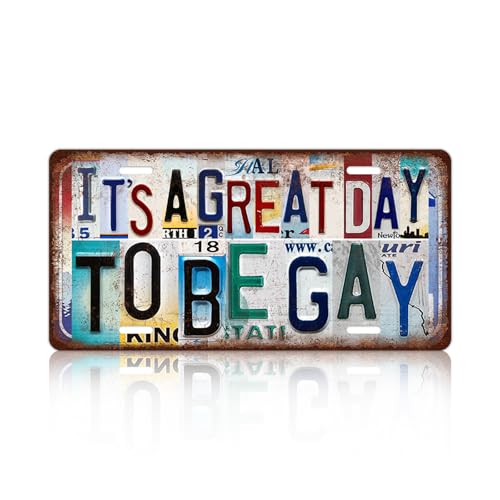 TREEPERI Vintage It's A Great Day To Be Gay plate Wall Decor Metal Sign Tin Signs for Bar Home Bedroom Garage