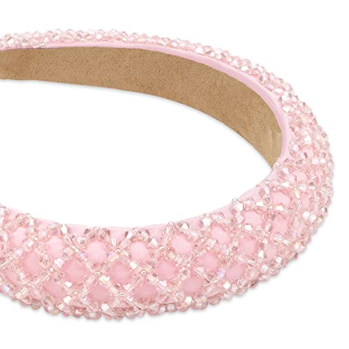 Yission 1Pc Pink Rhinestone Headband For Women Girls Non Slip Head Bands Fashion Jeweled Hairband Sparkly Crystal Headbands For Women Bling Hair Accessories For Women Girls Wedding Prom Holiday #TOP6
