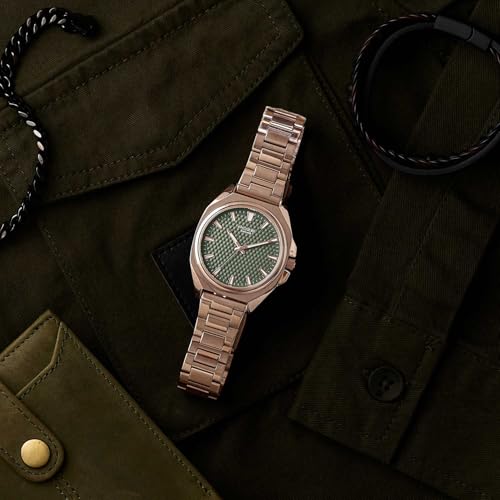 Image of Sonata Poze 7 Analog Green Dial Rose Gold Sheet Metal Strap Watch for Men - SP70091WM01W