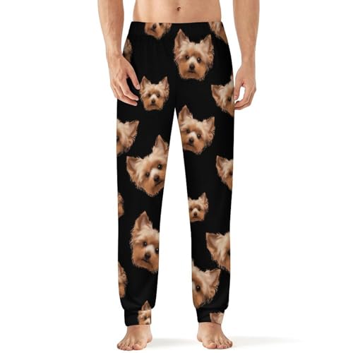 Yorkshire Terrier Cute Yorkie Dog Mens Pajamas Pants Lightweight Pjs Lounge Pants Loungewear with Elastic Waistband
