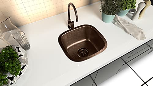 Monarch Abode 17091 Pure Copper Hand Hammered Atlas Dual Mount Bar Prep Sink (15 Inches) #TOP5
