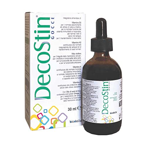 DECOSTIN® Gocce - Integratore alimentare di Vitamine liposolubili (D3, K2, A, E), Olio di Vitis vinifera ed Olio di semi di lino