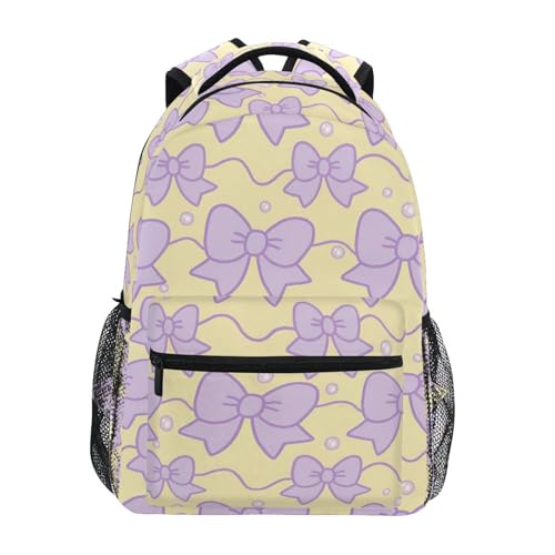 Bow on Yellow Backpack for School Boys Girls Adults Kids Bookbag Laptop Bag 15L