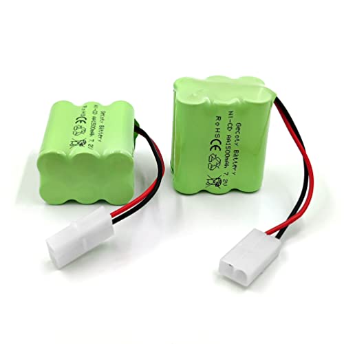 Gecoty 7.2V Rc Battery, 2 Pack 1500Mah Ni-Cd Rechargeable Aa Battery Packs With Tamiya Plug For Rc Trucks, Electric Toys, Household Appliances, Power Tools #TOP4