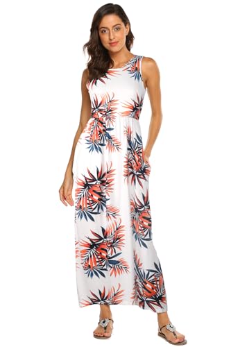 Image of Hount Women's Summer Sleeveless Striped Flowy Casual Long Maxi Dress with Pockets