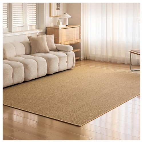 Tapis de salon en sisal camel 120x160 cm lavable et antidérapant
