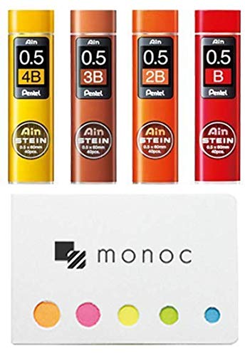 Pentel Ain Stein Mechanical Pencil Lead, 0.5mm B, 2B, 3B, 4B (40 Leads) 1 Each &