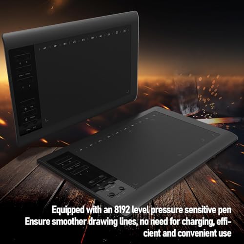 Tableta digitalizadora Sanpyl G10 de 10 x 6 pulgadas para dibujo, con lápiz sin batería de 8192 niveles de presión y 12 teclas rápidas, compatible con PC y Android miniatura 3