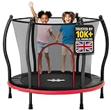 Happin® 55'' Kids Trampoline, Trampolines for Toddlers Ages 2-6 with Safety Enclosure Net, Indoor Outdoor & Toddler | Small Trampoline for Kids with Basketball Hoop for Boys & Girls