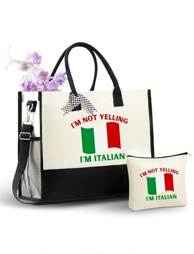 Bolso tote temático italiano con cierre y correa miniatura 1