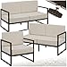 tectake® Gartenlounge Outdoor, 2X Sofa 2 Sitzer 1x Gartensessel, Relaxsessel Garten, Gartenbank, Gartenmöbel, Balkonmöbel, Terrassenmöbel, Wintergarten, Sitzecke Outdoor, Gartenlounge - 5 Sitzplätze