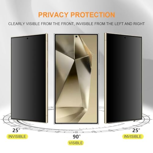 Image of Uyiton By SHILD Privacy Tempered Glass Screen Protector for Samsung Galaxy S24 Ultra 5G (6.8 inch) | Anti-Spy | 9H Hardness | HD Clarity | Fingerprint Sensor Support | Easy Installation