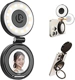 ULANZI LM23 Luz Magnética para Selfie MagSafe, Anillo Luminoso para iPhone, Aro de Luz LED con Espejo, Anillo de Luz Extensión Reversible, para Videollamada, Conferencia y Fotografía