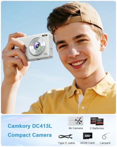 image for CAMKORY Digital Camera, 4K 64MP Cameras for Photography, Point and Sho