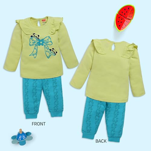 Image of LuvLap Baby Girls 100% Cotton Full Sleeve Top & Pyjama Sets, Pack Of 02