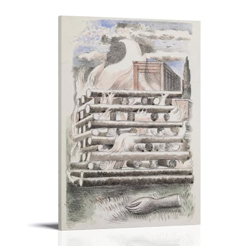 Design for Urne Buriall?Funeral Pyre by Paul Nash�C���e���A�f�U�C���̃|�X�^�[�A�Ƃ̑����̔��w�A�����̐V�����Ƃ̑��蕨16x24inch(40x60cm) Frame-style