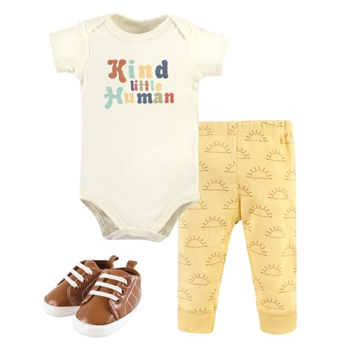 Image of Hudson Baby Unisex Baby Cotton Bodysuit, Pant and Shoe Set