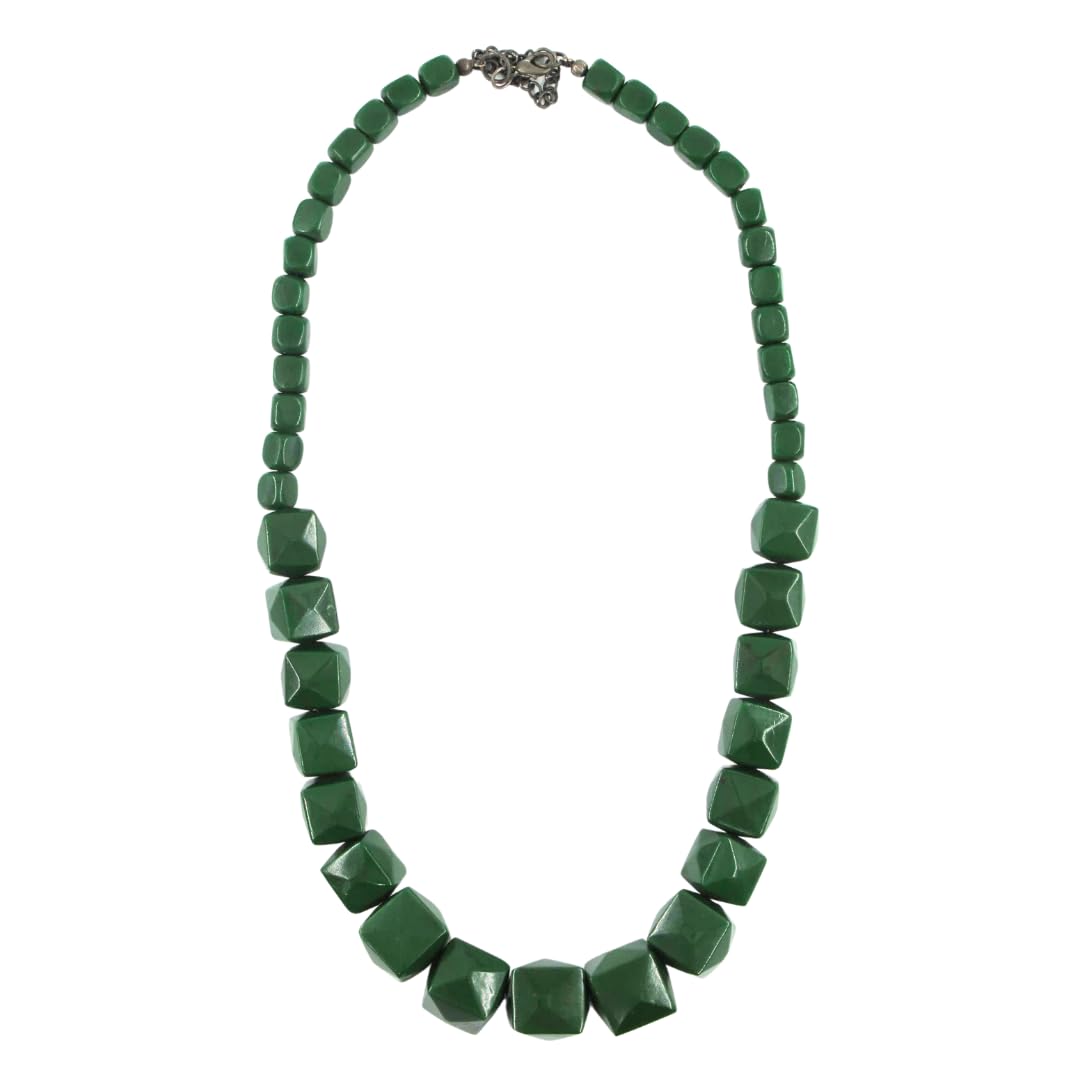 Dark Green Resin Necklace Exquisite Handmade 12 Inch Accessory