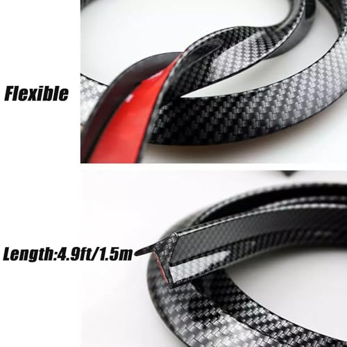 TuTuYa Fender Flares, 4.9Ft/1.5m Universal Carbon Fiber Car Wheel Fender Extension Moulding Flares Auto Tyre Eyebrow Trim Strip Stick Out Edge,Pack of 4 Pcs by TuTuYa - Image 4