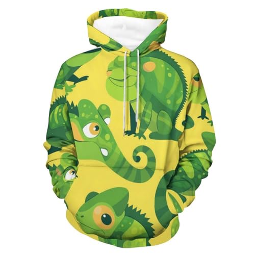 Sweat à capuche Caméléon Vert homme femme taille S manches longues