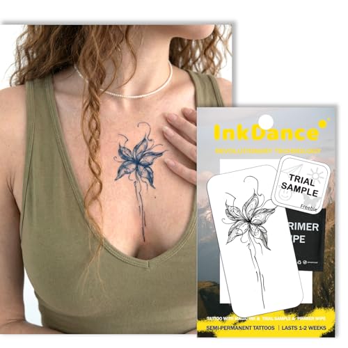 Semi-Permanent Tattoo, Ethereal Flowing Lily, Long Lasting Tempor...