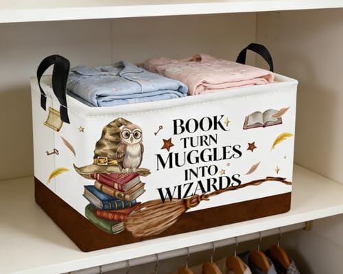 Image of Essme Rectangular Kids Baskets,Magic Storage Box,Cute Basket for Kids with Handles for Room Decor, Book Bins,Shelf Basket.(Magic)