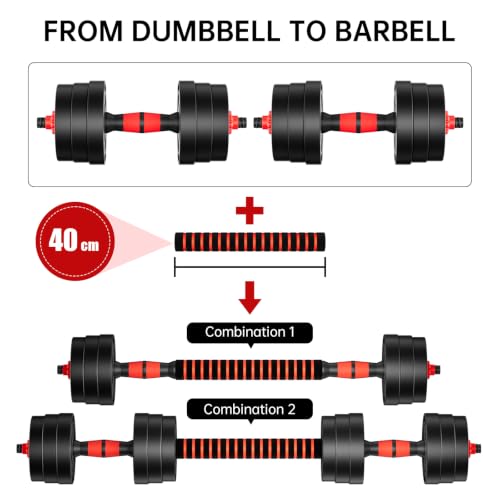 Image of Adjustable Dumbbell Sets Barbell 2 in 1 Weight Pair Home Fitness Free Weight Equipment Anti-Slip Handle with Connector,Lifting Dumbells for Body Workout Home Gym,Delivery Within 7 Days