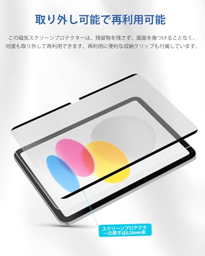 iPad 11世代 A16 2025/10 世代 (10.9インチ) 2022専用ペーパーライクフィルム着脱式、マットPETフィルム iPad 11/10 世代 用、紙のような書き心地と描き心地、反射防止および傷防止、取り外し可能で再利用可能