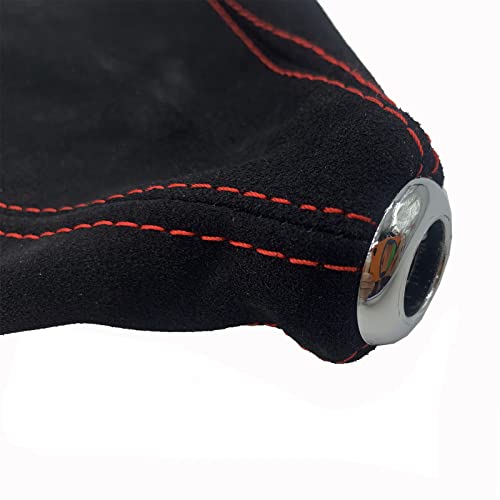 Spaorcco Universal Suede Leather Car Gear Shift Collars Auto Manual Stick Shifter Knob Boot Dust Cover Gaiter With Red Line (Red Line Suede Leather) #TOP5