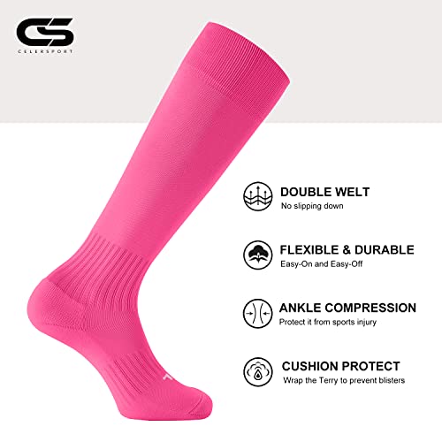 Image of CS CELERSPORT 2 /3 Pack Soccer Softball Baseball Socks for Youth Kids Adult Multi-Sport Compression Knee High Socks