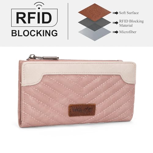 Image of Montana West Wrangler Women's Wallets Slim Bifold Credit Card Wallet Women's Wallet, Card Cases & Money Organizers Ladies Female Pink Wallets with Smooth Zippers