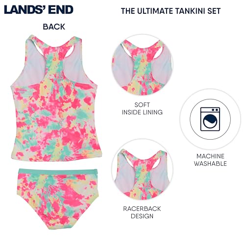 Image of Lands' End Girls' UPF 50+ Swim Bikini Bottom and Racerback Tankini Set